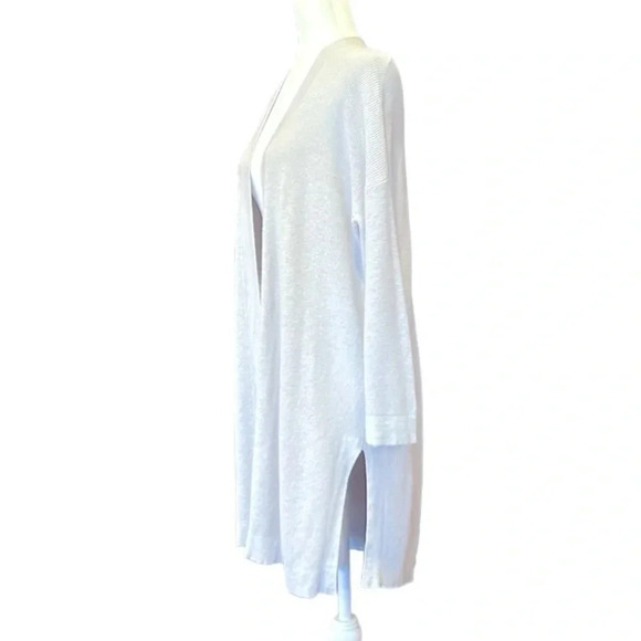 Eileen Fisher Long Organic Cotton Blend Lightweight Open Front Cardigan Gray - Picture 5 of 10